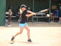 Jen Dupont hitting the ball