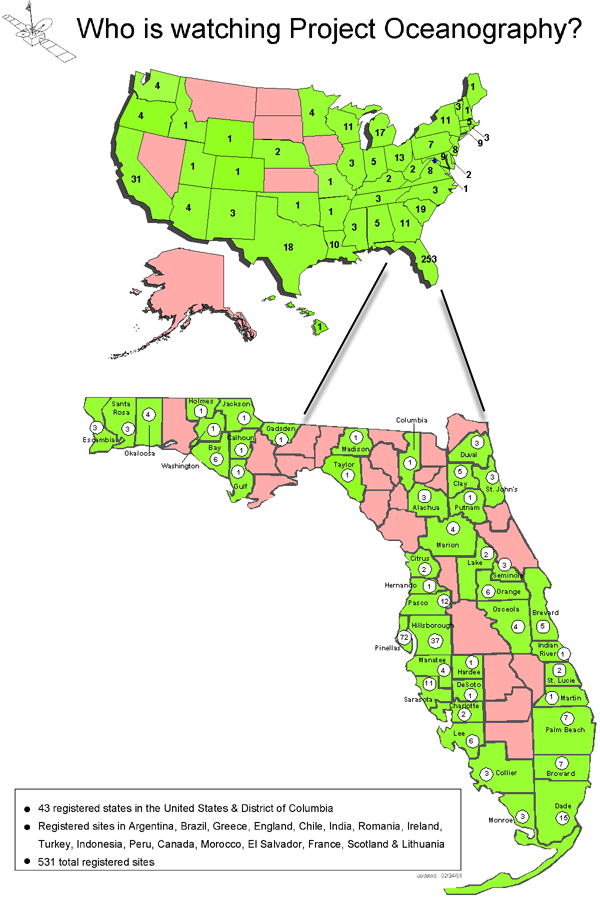 Map of who was watching Project Oceanography