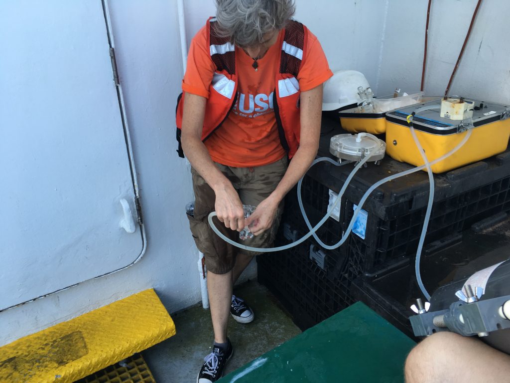 Kim Yates USGS Sampling Seawater for pH Kim Yates USGS Sampling Seawater for pH