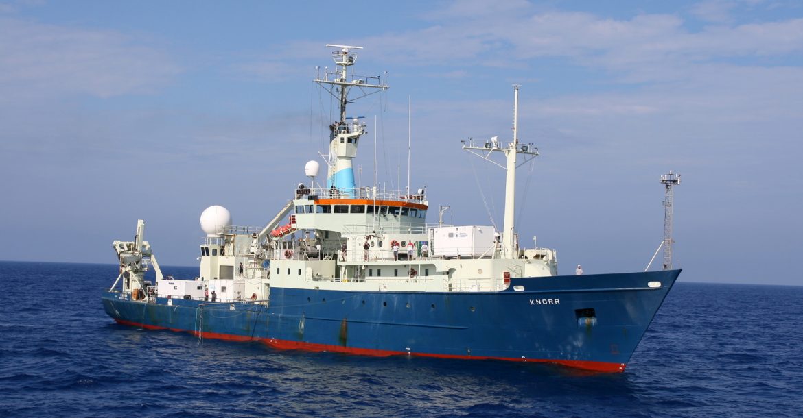 The R/V Knorr was operated by Woods Hole Oceanographic Institution from 1970-2016. It was used on the GEOTRACES expeditions in 2010-2011 during which iron aerosol samples were collected for the study led by the USF College of Marine Science.