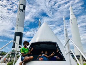 REU participants visited the Kennedy Space Center. (left to right: Jenelle DeVry, Richard Rivera, and Tione Grant) REU participants visited the Kennedy Space Center. (left to right: Jenelle DeVry, Richard Rivera, and Tione Grant)