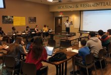 Dr. David Naar explains some related geological concepts to the estuaries honors class.