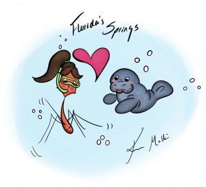 Malki captured the study in a fun graphic illustrating a bacteriophage swimming with a manatee. Malki captured the study in a fun graphic illustrating a bacteriophage swimming with a manatee.